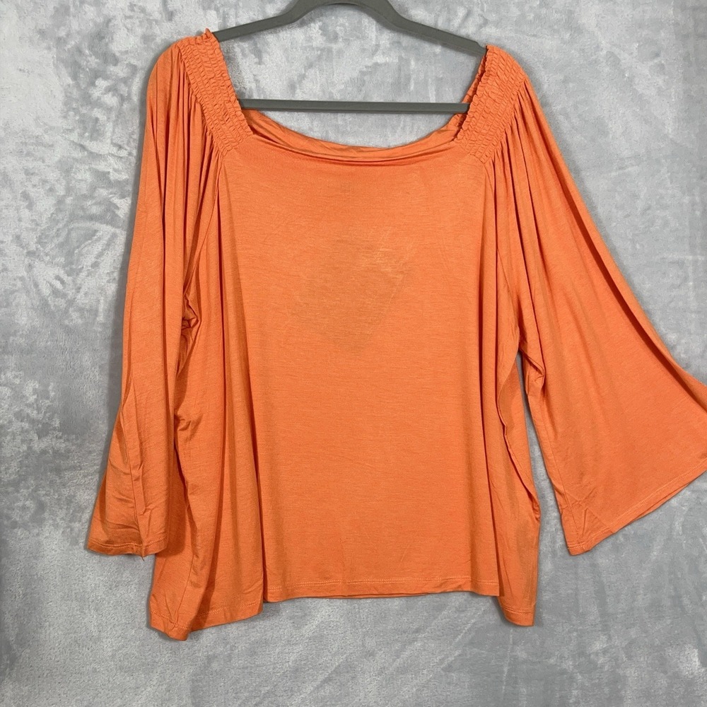 NWT Iman Global Chic Orange 3/4 Bell Sleeve Top Size 2X